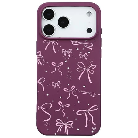 iPhone 17 Pro Bordo Ribbon StarsKamera Korumalı Premium Renkli Silikon Kılıf