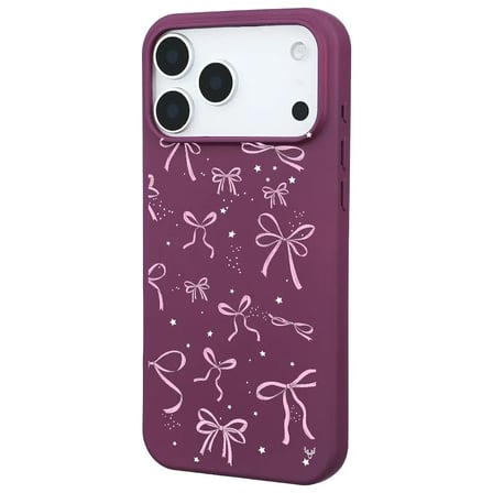 iPhone 17 Pro Bordo Ribbon StarsKamera Korumalı Premium Renkli Silikon Kılıf