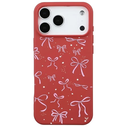 iPhone 17 Pro Kırmızı Ribbon Stars Kamera Korumalı Premium Renkli Silikon Kılıf