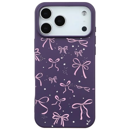 iPhone 17 Pro Mor Ribbon Stars Kamera Korumalı Premium Renkli Silikon Kılıf