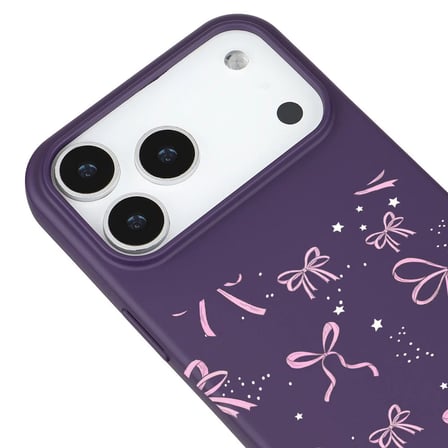 iPhone 17 Pro Mor Ribbon Stars Kamera Korumalı Premium Renkli Silikon Kılıf
