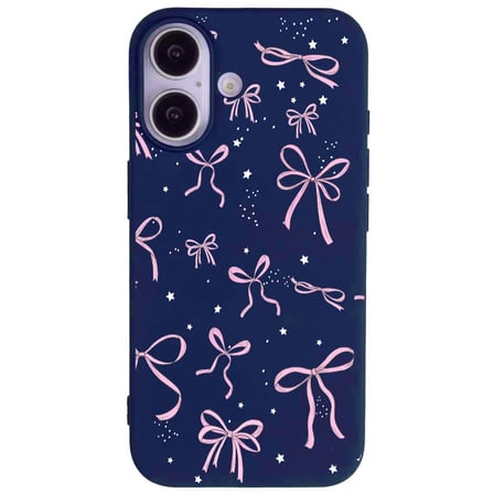 iPhone 17 Lacivert Ribbon Stars Kamera Korumalı Premium Renkli Silikon Kılıf