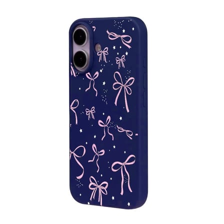 iPhone 17 Lacivert Ribbon Stars Kamera Korumalı Premium Renkli Silikon Kılıf
