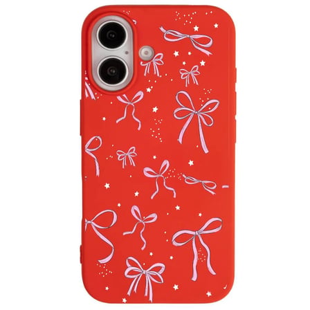 iPhone 17 Kırmızı Ribbon Stars Kamera Korumalı Premium Renkli Silikon Kılıf
