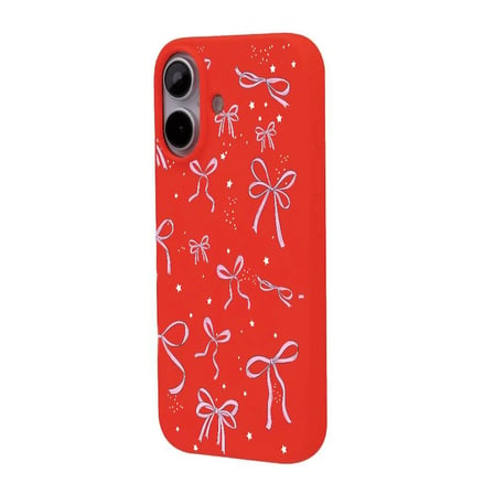 iPhone 17 Kırmızı Ribbon Stars Kamera Korumalı Premium Renkli Silikon Kılıf