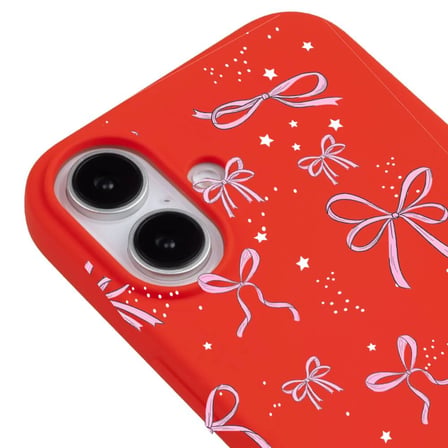 iPhone 17 Kırmızı Ribbon Stars Kamera Korumalı Premium Renkli Silikon Kılıf