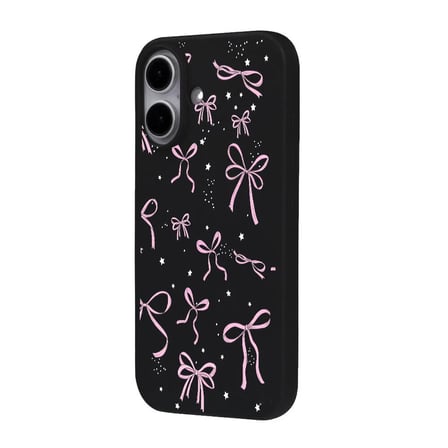 iPhone 17 Siyah Ribbon Stars Kamera Korumalı Premium Renkli Silikon Kılıf