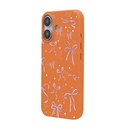 iPhone 16 Turuncu Ribbon Stars Kamera Korumalı Premium Renkli Silikon Kılıf