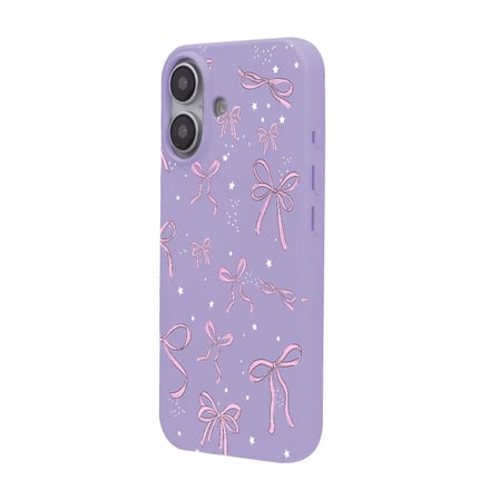 iPhone 16 Plus Lila Ribbon Stars Kamera Korumalı Premium Renkli Silikon Kılıf