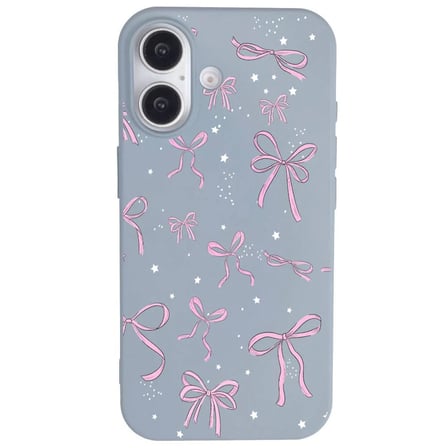 iPhone 16 Plus Mavi Ribbon Stars Kamera Korumalı Premium Renkli Silikon Kılıf