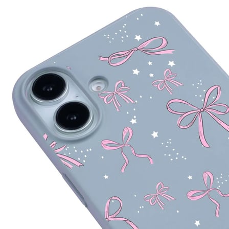 iPhone 16 Plus Mavi Ribbon Stars Kamera Korumalı Premium Renkli Silikon Kılıf