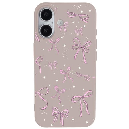 iPhone 16 Plus Pudra Ribbon Stars Kamera Korumalı Premium Renkli Silikon Kılıf
