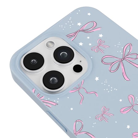 iPhone 16 Pro Max Mavi Ribbon Stars Kamera Korumalı Premium Renkli Silikon Kılıf