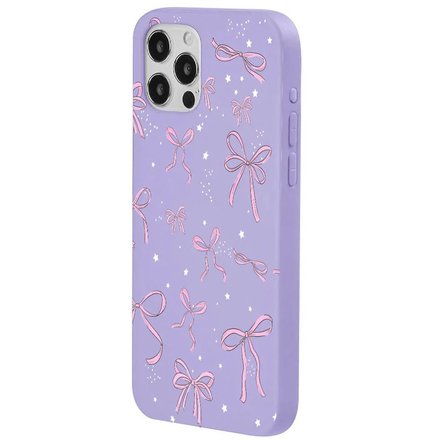 iPhone 16 Pro Lila Ribbon Stars Kamera Korumalı Premium Renkli Silikon Kılıf