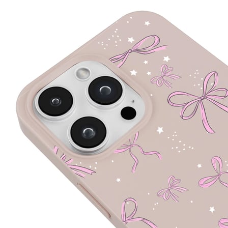 iPhone 16 Pro Pudra Ribbon Stars Kamera Korumalı Premium Renkli Silikon Kılıf