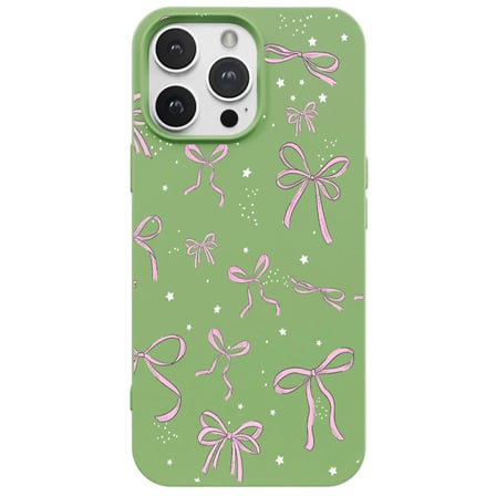 iPhone 15 Pro Yeşil Ribbon Stars Kamera Korumalı Premium Renkli Silikon Kılıf