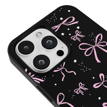 iPhone 14 Pro Max Siyah Ribbon Stars Kamera Korumalı Premium Renkli Silikon Kılıf