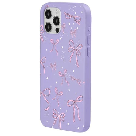 iPhone 13 Pro Max Lila Ribbon Stars Kamera Korumalı Premium Renkli Silikon Kılıf