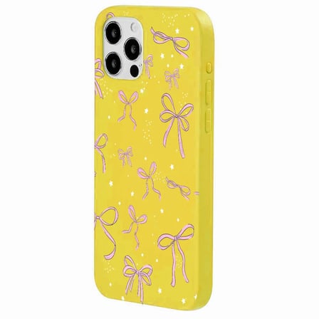 iPhone 13 Pro Max Sarı Ribbon Stars Kamera Korumalı Premium Renkli Silikon Kılıf