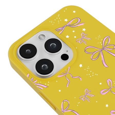 iPhone 13 Pro Max Sarı Ribbon Stars Kamera Korumalı Premium Renkli Silikon Kılıf