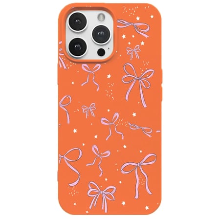 iPhone 13 Pro Max Turuncu Ribbon Stars Kamera Korumalı Premium Renkli Silikon Kılıf