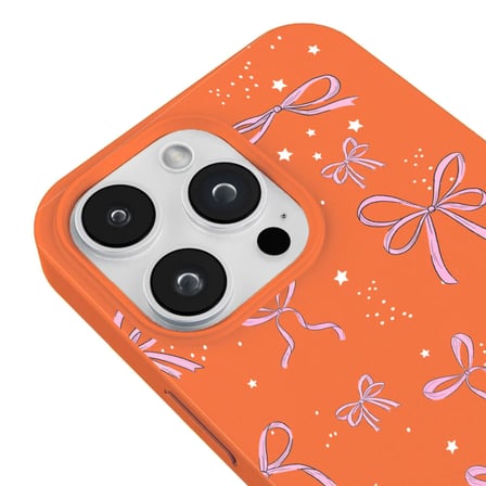 iPhone 12 Pro Max Turuncu Ribbon Stars Kamera Korumalı Premium Renkli Silikon Kılıf