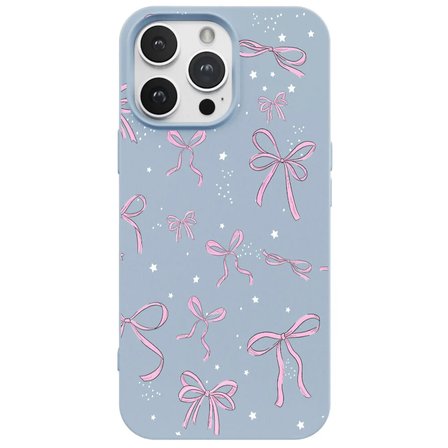 iPhone 12 Pro Mavi Ribbon Stars Kamera Korumalı Premium Renkli Silikon Kılıf