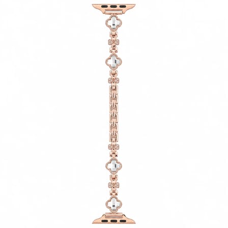 Watch Saat 44mm Rose Gold Taşlı Yonca Tasarımlı Şık Taşlı Kordon
