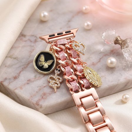 Watch Saat 45mm Rose Gold Kelebek Yılan Tasarımlı Şık Kordon