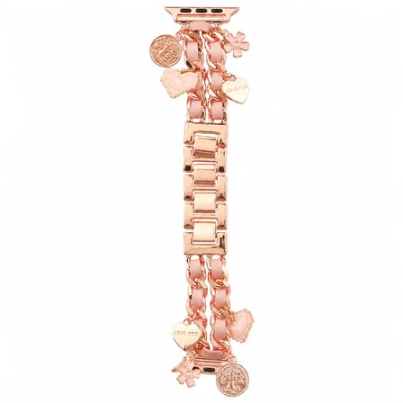 Watch Saat 45mm Rose Gold Kalp ve Çiçek Tasarımlı Şık Kordon