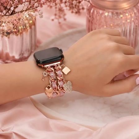 Watch Saat 44mm Rose Gold Anahtar ve Kilit Tasarımlı Şık Kordon