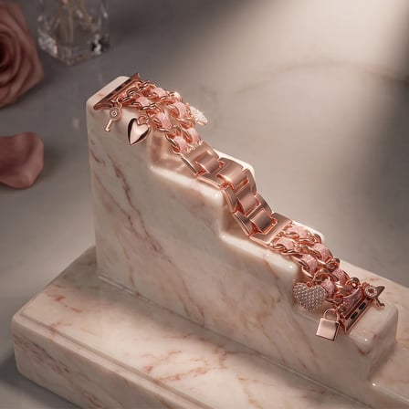 Watch Saat 44mm Rose Gold Anahtar ve Kilit Tasarımlı Şık Kordon
