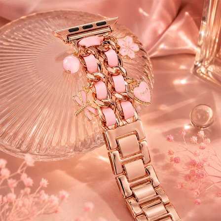 Watch Saat 49mm Rose Gold Love Kalp Tasarımlı Şık Kordon