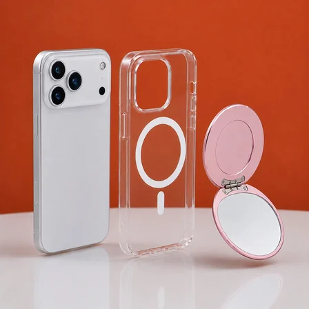MagSafe Uyumlu Katlanabilir Aynalı Telefon Standı Pembe