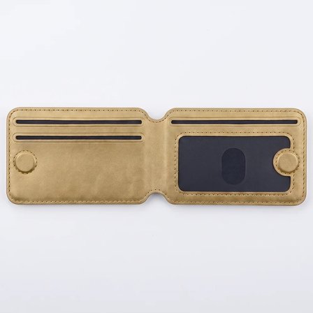 MagSafe Uyumlu Mıknatıslı Katlanabilir Gold Deri Cüzdan ve Kartlık