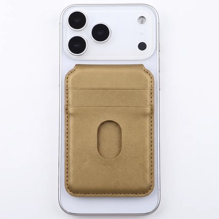 MagSafe Uyumlu Mıknatıslı Katlanabilir Gold Deri Cüzdan ve Kartlık