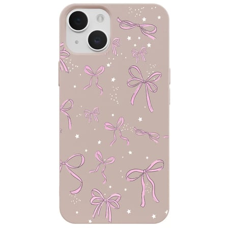 iPhone 15 Plus Pudra Ribbon Stars Kamera Korumalı Premium Renkli Silikon Kılıf