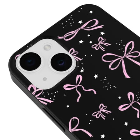 iPhone 14 Plus Siyah Ribbon Stars Kamera Korumalı Premium Renkli Silikon Kılıf