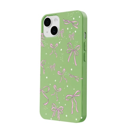 iPhone 14 Yeşil Ribbon Stars Kamera Korumalı Premium Renkli Silikon Kılıf
