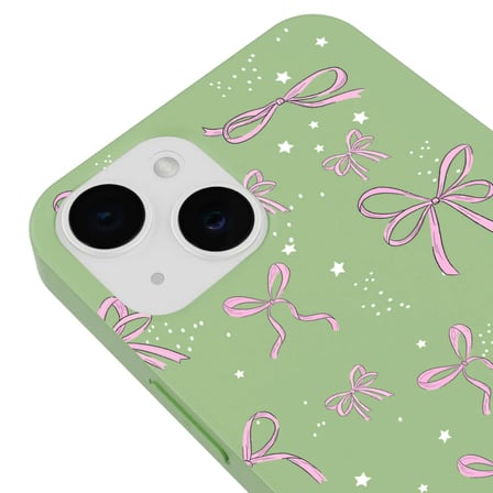 iPhone 14 Yeşil Ribbon Stars Kamera Korumalı Premium Renkli Silikon Kılıf