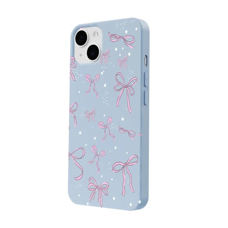 iPhone 14 Mavi Ribbon Stars Kamera Korumalı Premium Renkli Silikon Kılıf