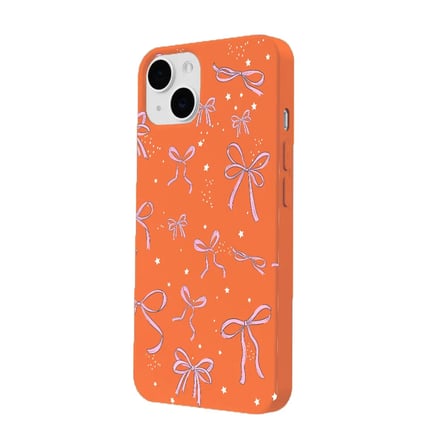 iPhone 14 Turuncu Ribbon Stars Kamera Korumalı Premium Renkli Silikon Kılıf