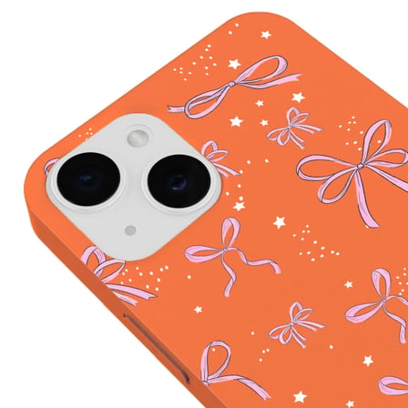 iPhone 14 Turuncu Ribbon Stars Kamera Korumalı Premium Renkli Silikon Kılıf