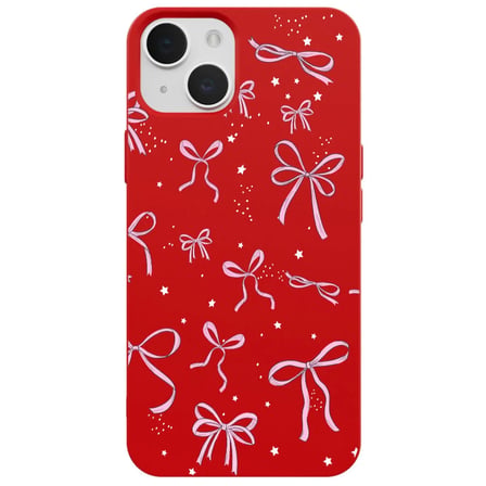 iPhone 12 Kırmızı Ribbon Stars Kamera Korumalı Premium Renkli Silikon Kılıf