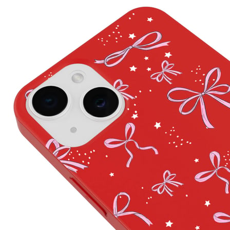 iPhone 12 Kırmızı Ribbon Stars Kamera Korumalı Premium Renkli Silikon Kılıf