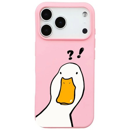 iPhone 17 Pro Max Pembe What Duck Ördek Tasarımlı Kamera Korumalı Renkli Silikon Kılıf