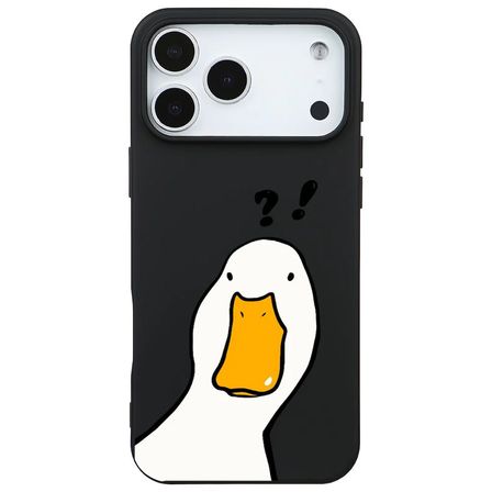 iPhone 17 Pro Max Siyah What Duck Ördek Tasarımlı Kamera Korumalı Renkli Silikon Kılıf