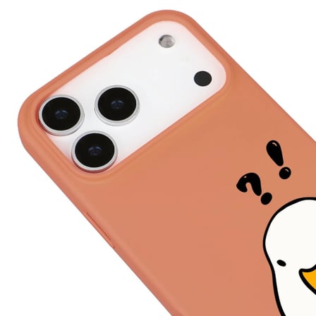 iPhone 17 Pro Max Turuncu What Duck Ördek Tasarımlı Kamera Korumalı Renkli Silikon Kılıf