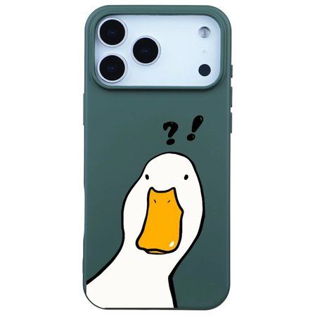 iPhone 17 Pro Max Yeşil What Duck Ördek Tasarımlı Kamera Korumalı Renkli Silikon Kılıf