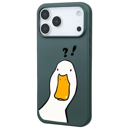iPhone 17 Pro Max Yeşil What Duck Ördek Tasarımlı Kamera Korumalı Renkli Silikon Kılıf